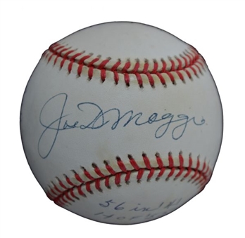 Joe DiMaggio Signed "Stat" Baseball With 6 Inscriptions